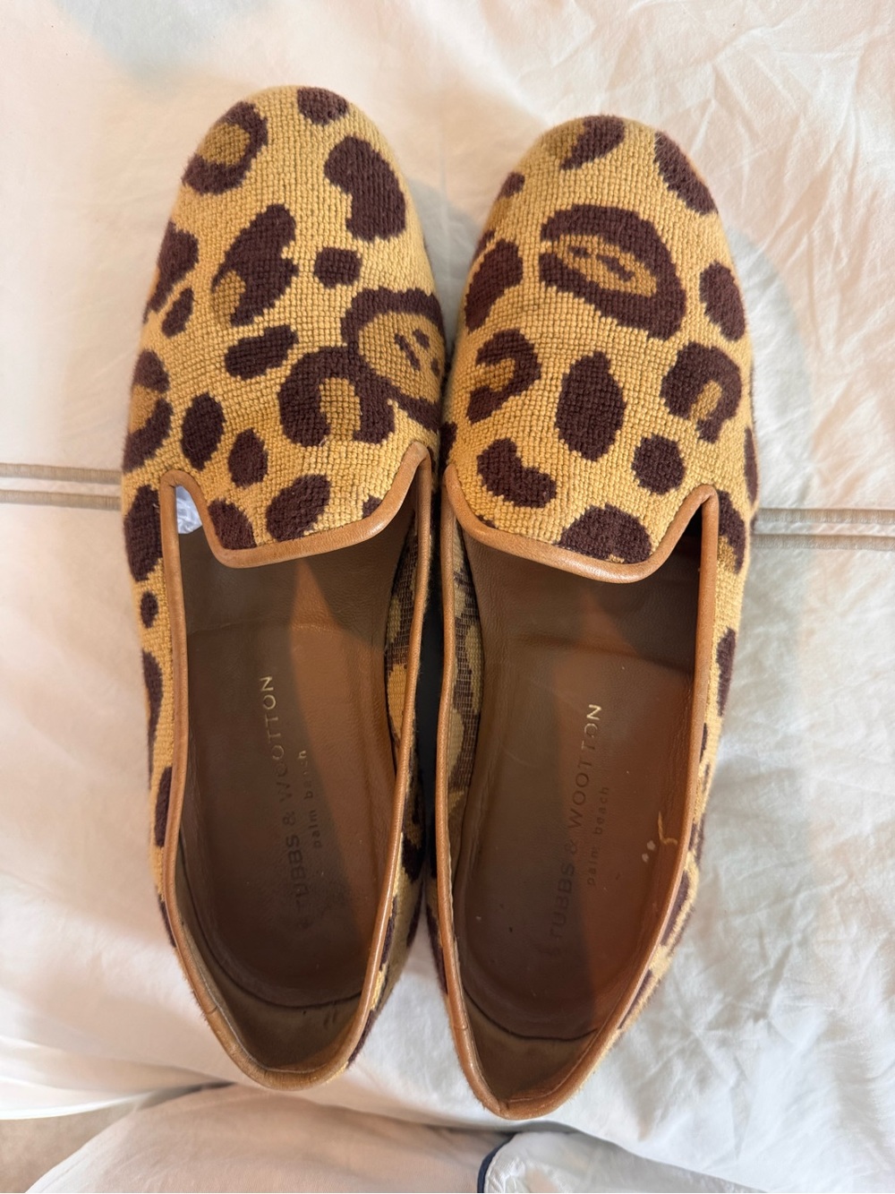 Men’s Stubbs and Wootton Leopard Print Slip-On Loafers in Tan and Brown